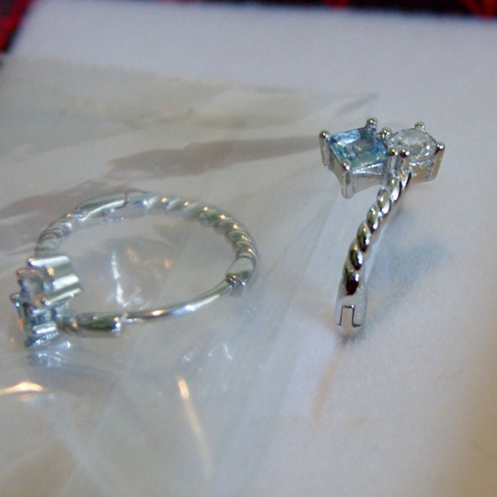 New white & blue sterling silver 925 earrings